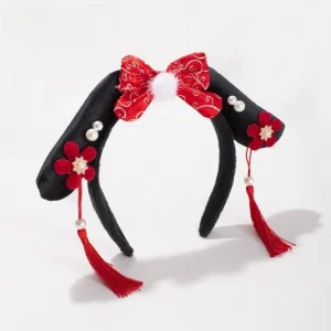 Bandeau Hanfu à fleurs traditionnelles, nœud en perles, couvre-chef de Style chinois, couronne à pampilles, cerceau pour cheveux de Style ancien pour enfants Bandeau Hanfu à fleurs traditionnelles, nœud en perles, couvre-chef de Style chinois, couronne à pampilles, cerceau pour cheveux de Style ancien pour enfants