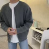 cardigan à manches longues avec fermeture éclair pour hommes, haut pull, tricots, veste, vêtements d'extérieur, automne, hiver, tout manteau, vêtements y2k, ins
