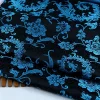 tissu brocart noir damassé floral – matériel d'ameublement et de décoration d'intérieur pour l'artisanat de bricolage, 75 cm de large, vendu au mètre
