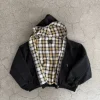 cardigan à capuche avec fermeture éclair à carreaux double face rouge rétro coréen pour hommes et femmes y2k harajuku mode hip hop gothique veste ample décontractée