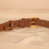 ceinture fine en daim et peau de cerf pour femmes, pour robes en jean, pantalons, ceinture réglable pour dames avec boucle en métal doré