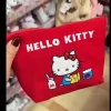 sac de maquillage rouge de grande capacité pour femmes, nouvelle mode kawaii, sac de rangement de voyage pour filles mignonnes, portefeuille zéro cadeaux, 2025