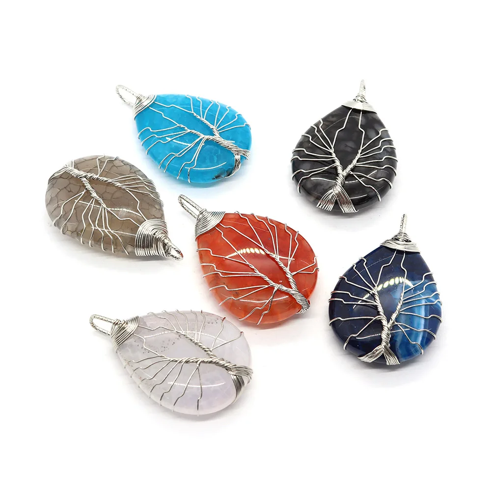 pierre naturelle arbre de vie motif dragon agate pendentif coloré 30x48mm fabrication de bijoux collier à faire soi même boucles d'oreilles accessoires cadeau pierre naturelle arbre de vie motif dragon agate pendentif coloré 30x48mm fabrication de bijoux collier à faire soi même boucles d'oreilles accessoires cadeau