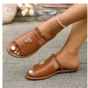 femmes pantoufles 2025 été mode chaussures à bout ouvert pour les femmes plat plage en plein air luxe pantoufles diapositives femmes zapatos de mujer