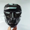 masque de fête géométrique futuriste style technique noir avec bouche en maille respirante parfait pour les fêtes à thème de cosplay d'halloween