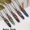 csja collier dragon prisme hexagonal, pierre naturelle et cristaux , cristal de quartz , oeil de tigre , collier pierre , collier pierre naturelle , pendentif pierre naturelle , pierres naturelles véritables e853