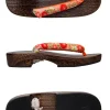 tongs geta japonaises imprimées de fleurs de samouraï traditionnel pour femmes, tongs en bois, chaussures parker, sandales financièrement, pantoufles