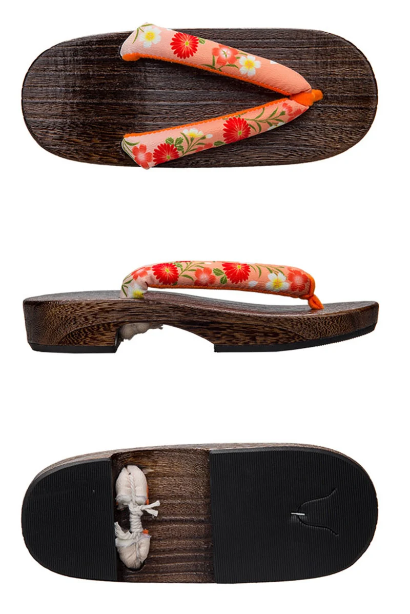 tongs geta japonaises imprimées de fleurs de samouraï traditionnel pour femmes, tongs en bois, chaussures parker, sandales financièrement, pantoufles tongs geta japonaises imprimées de fleurs de samouraï traditionnel pour femmes, tongs en bois, chaussures parker, sandales financièrement, pantoufles