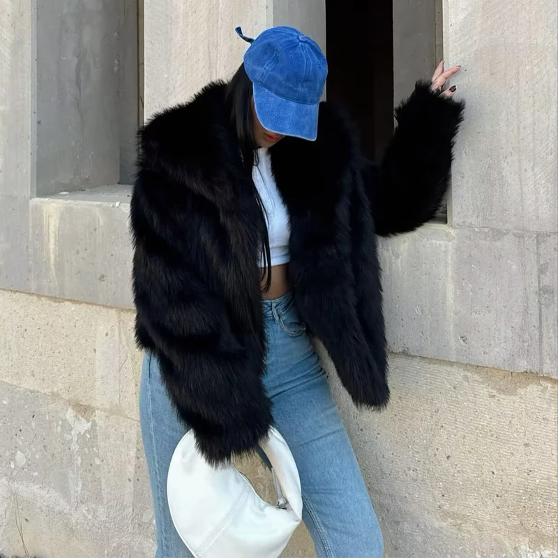 hxao femmes 2024 manteau de fourrure noir moelleux veste femme automne hiver fausse fourrure manteau en peluche vêtements d'extérieur blanc gris chaud recadrée veste hxao femmes 2024 manteau de fourrure noir moelleux veste femme automne hiver fausse fourrure manteau en peluche vêtements d'extérieur blanc gris chaud recadrée veste