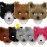 Masque en peluche demi-visage d’halloween, masque de renard artificiel, fournitures d’accessoires de Cosplay d’horreur, masque de carnaval unisexe coloré pour cadeaux Masque en peluche demi-visage d’halloween, masque de renard artificiel, fournitures d’accessoires de Cosplay d’horreur, masque de carnaval unisexe coloré pour cadeaux