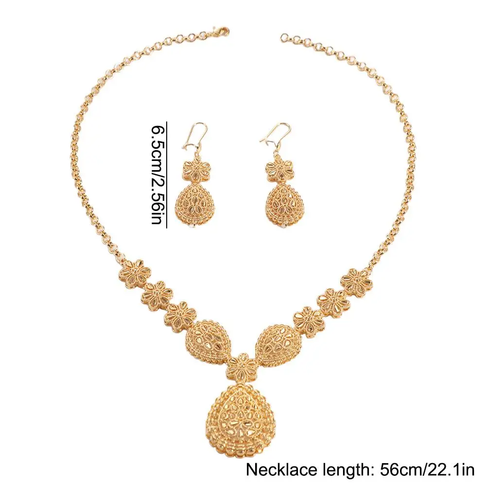 24k or dubai ensembles de bijoux cadeaux dubaï inde style couleur or collier boucle d'oreille ensemble grande fleur forme africaine ensembles de bijoux de mariée 24k or dubai ensembles de bijoux cadeaux dubaï inde style couleur or collier boucle d'oreille ensemble grande fleur forme africaine ensembles de bijoux de mariée