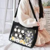 Sac à main japonais transparent pour femmes, grand sac Ita noir avec insert, sacs à main Kawaii pour filles, sacs à main à double sangles Sac à main japonais transparent pour femmes, grand sac Ita noir avec insert, sacs à main Kawaii pour filles, sacs à main à double sangles