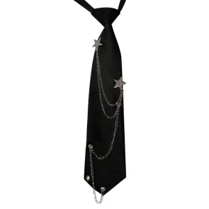 Mode pré-attaché JK cravate Punk JK Preppy noeud papillon réglable Vintage étoile chaîne cravate pour hommes femmes Mode pré-attaché JK cravate Punk JK Preppy noeud papillon réglable Vintage étoile chaîne cravate pour hommes femmes