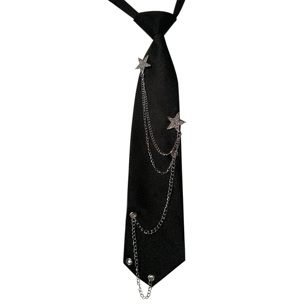 Mode pré-attaché JK cravate Punk JK Preppy noeud papillon réglable Vintage étoile chaîne cravate pour hommes femmes Mode pré-attaché JK cravate Punk JK Preppy noeud papillon réglable Vintage étoile chaîne cravate pour hommes femmes