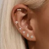 aide 1pc 925 en argent sterling chanceux rouge koi piercing boucle d'oreille pour les femmes chaîne géométrique zircon oreille os boucles d'oreilles bijoux fins