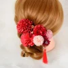 fourchettes à cheveux à fleurs de style japonais, pinces à cheveux kimono japonais faites à la main, glands en tissu vintage, bâton à cheveux, accessoire kimono