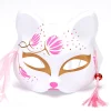demi masque de cosplay de renard japonais pour adultes et enfants, masque de chat anime, accessoires de fête drôles, masque kabuki kitsune, masque tim ade rave