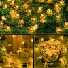 guirlande lumineuse led en fleurs de cerisier, guirlande lumineuse d'extérieur à énergie solaire, pour jardin de fleurs, décoration de pelouse de noël et d'halloween