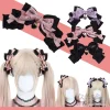 Pince à cheveux avec nœud noir et rose, accessoires japonais Y2K Jirai Kei Lolita, accessoire fait à la main, couvre-chef féminin, Costume de Cosplay