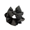 bandeau à nœud à carreaux noir et gris, accessoire coréen haut de gamme pour cheveux, anneau intestinal pour femmes