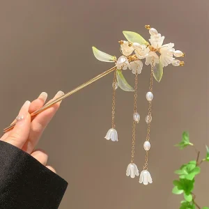 Pince à cheveux élégante de Style chinois, bâton à pompon, Design Floral traditionnel, accessoire de coiffure, bijoux pour femmes, épingle à cheveux, aiguille pour cheveux Pince à cheveux élégante de Style chinois, bâton à pompon, Design Floral traditionnel, accessoire de coiffure, bijoux pour femmes, épingle à cheveux, aiguille pour cheveux