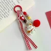 porte clés en forme de boule de fourrure rouge, chat porte bonheur, mignon et amusant, pendentif, chaîne de téléphone, sac, ornement suspendu, sac à dos, breloques, accessoire cadeau