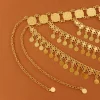 bijoux de cheveux couleur or, disque multicouche, paillettes, pompon, chaîne de tête, pièce de monnaie de lune dorée, longues chaînes, coiffure de mariée