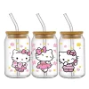 sanurgente hello kitty kuromi disney design uv dtf sticker, 16oz cup glass round transfer sticker, label diy logo auto adhésif