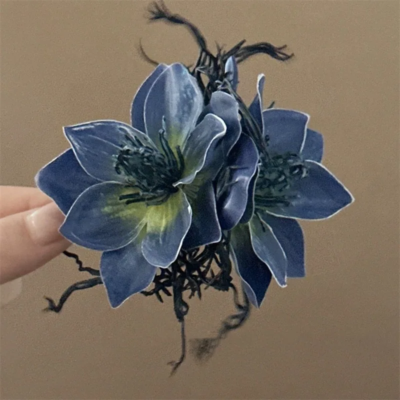 pinces à cheveux à fleurs pour femmes, pâte de taro douce, fleur de super fée violette, longue ruban, épingle à cheveux, style forêt douce, accessoire de tête mignon pinces à cheveux à fleurs pour femmes, pâte de taro douce, fleur de super fée violette, longue ruban, épingle à cheveux, style forêt douce, accessoire de tête mignon
