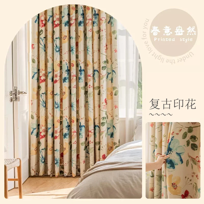 rideau de chambre à coucher avec crochet jolie çonné, style pastoral américain, complètement occultant, pour salon, chambre d'enfant, nouvelle collection 2023 rideau de chambre à coucher avec crochet jolie çonné, style pastoral américain, complètement occultant, pour salon, chambre d'enfant, nouvelle collection 2023
