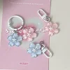 1xsweet jelly document sakura keychain pendant, creative lovely flower keyring, cute fashion, backpack, face ornaments, couple gifts