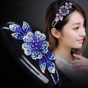 Fille bandeau Domand cheveux cerceau avec équipement anti-dérapant femmes cheveux cerceau fleur bandeau coréen bandeaux strass bandeau