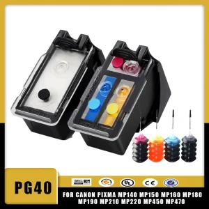 Vilaxh cartouche d&rsquo;encre rechargeable PG-40 CL-41 PG40 CL41 pour Canon Pixma MP140 MP150 MP160 MP180 MP190 MP210 MP220 MP450 MP470