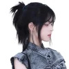 perruque courte noire cos anime japonais cosplay perruque 38 cm cool sissy bandeau perruques punk haute qualité perruques synthétiques