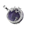 pendentif demi boule en métal dragon hover, couleur argent, collier adapté, guérison des chakras reiki, bijoux de style classique