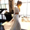 jupe longue en satin pour fête de mariage, ligne a, fente latérale haute, surjupe de mariée amovible, train détachable, personnalisée, 2025