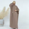 abayas à pompons pour femmes musulmanes, vêtements de prière du ramadan, jalaba à capuche, manches chauve souris décontractées solides, robe arabe financièrement, djellab eid
