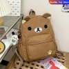 Kawaii Rilakkuma sac à dos Anime dessin animé broderie sac à dos élégant grande capacité étudiant sac d’école en Nylon sacs multifonctionnels Kawaii Rilakkuma sac à dos Anime dessin animé broderie sac à dos élégant grande capacité étudiant sac d’école en Nylon sacs multifonctionnels