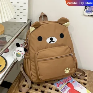 Kawaii Rilakkuma sac à dos Anime dessin animé broderie sac à dos élégant grande capacité étudiant sac d’école en Nylon sacs multifonctionnels Kawaii Rilakkuma sac à dos Anime dessin animé broderie sac à dos élégant grande capacité étudiant sac d’école en Nylon sacs multifonctionnels