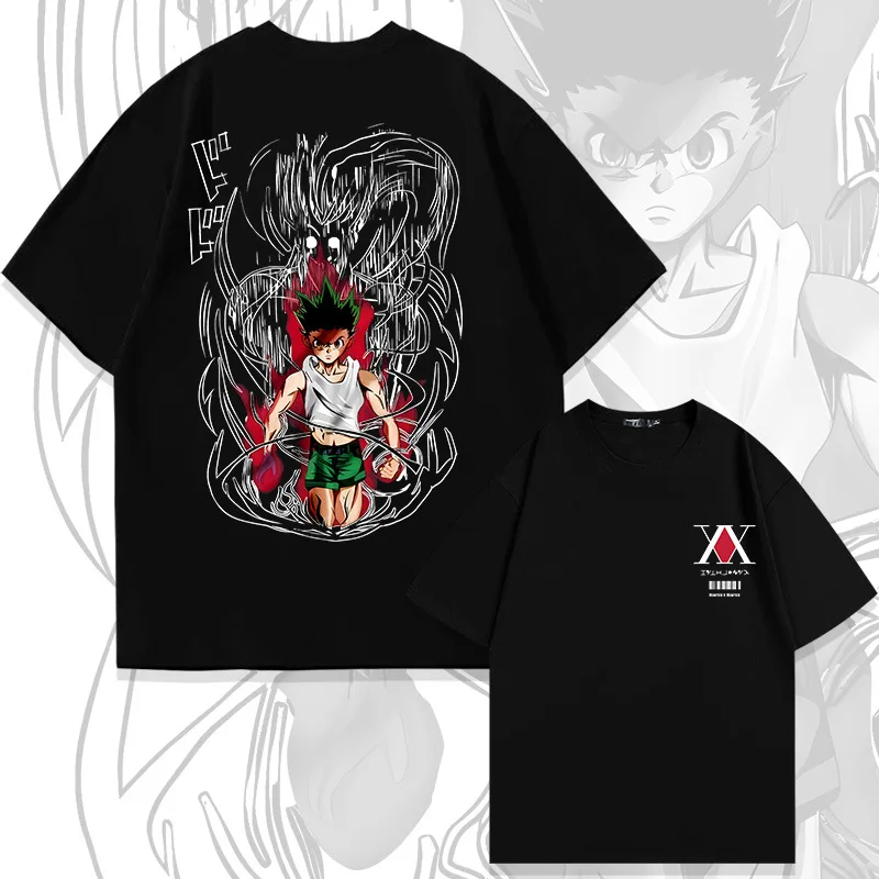 Anime japonais chasseur à temps plein 100% coton T-shirt à manches courtes hommes et femmes marque de mode d’été haut à manches courtes Anime japonais chasseur à temps plein 100% coton T-shirt à manches courtes hommes et femmes marque de mode d’été haut à manches courtes