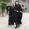 robe longue unisexe de grande taille avec broderie de samouraï japonais, vêtements de style chinois traditionnel hanfu, homme sans abri, dragon noir