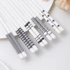 baguettes chinoises simples en céramique, 5 paires de baguettes à motifs géométriques, style ins, anti brûlure, résistantes au moule, pour sushi