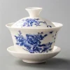gaiwan traditionnel chinois élégant, théière en céramique, bol avec couvercle, service à thé kung fu, tasse à thé standard