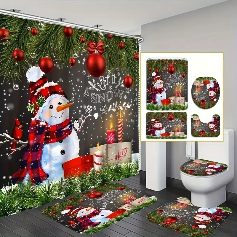 navidad joyeux noël décor rideau de douche santa elk noël imperméable polyester rideau de bain nouvel an chambre rideaux navidad joyeux noël décor rideau de douche santa elk noël imperméable polyester rideau de bain nouvel an chambre rideaux