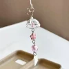porte clés sakura windbell rose pour femmes, breloques d'appareil photo, lanière de téléphone portable, accessoires de bricolage kawaii, cadeau d'anniversaire pour couple