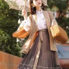 ensemble hanfu trois pièces brodé – hanfu modifié original avec éléments han féminins, style de la dynastie ming, usage quotidien polyvalent