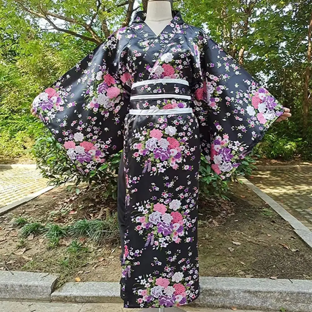 costume de cosplay traditionnel japonais, kimono de style japonais imprimé floral sakura pour fille, robe élégante asiatique costume de cosplay traditionnel japonais, kimono de style japonais imprimé floral sakura pour fille, robe élégante asiatique