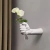 vase à fleurs à main en résine, simulation murale, porte fleurs hydroponiques, sculpture murale décorative faite à la main, vase à main pour la maison