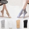 5 paires de chaussettes en soie pour femmes, en Nylon solide et fin, Style japonais, douces, élastiques, durables, absorbant la sueur, respirantes, 5 doigts