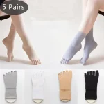 5 paires de chaussettes en soie pour femmes, en Nylon solide et fin, Style japonais, douces, élastiques, durables, absorbant la sueur, respirantes, 5 doigts 5 paires de chaussettes en soie pour femmes, en Nylon solide et fin, Style japonais, douces, élastiques, durables, absorbant la sueur, respirantes, 5 doigts